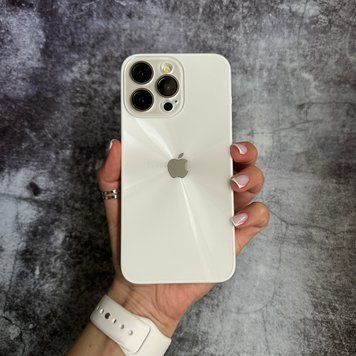 Чохол імітація скла Laser Disco case 3D logo для iPhone 16 Pro Max White