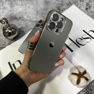 Чехол стеклянный с хромированным ободком Titanium Case для iPhone 13 Pro Silver