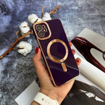 Чехол глянцевый силикон с Magsafe для iPhone 11 Purple