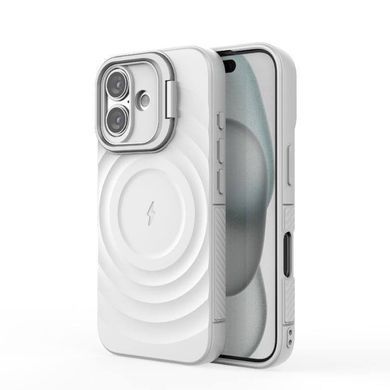 Силіконовий протиударний чохол з відкидною підставкою MagSafe Support Texture для iPhone 16 Pro Max White