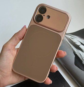 Чохол імітація скла матовий в стилі 17 з MagSafe для iPhone 16 Rose Gold