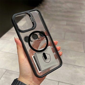 Чехол с металлической подставкой и стеклянная защита для объектива с MagSafe для iPhone 11 Pro Black