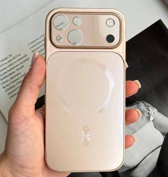 Чохол імітація скла матовий в Style 17 з MagSafe для iPhone 14 Gold