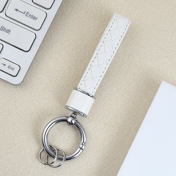 Шкіряний брелок ремінець для ключів і телефону для Apple White