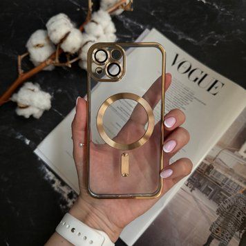 Чехол прозрачный силикон Dream ultra MagSafe для iPhone 14 Gold