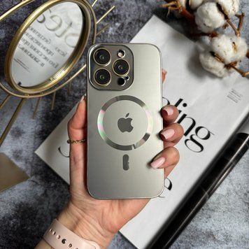 Чохол скляний з матовим обідком і магнітом Titanium Lux MagSafe для iPhone 11 Pro Silver