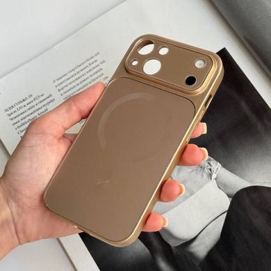 Чохол імітація скла матовий в Style 17 з MagSafe для iPhone 14 Gold