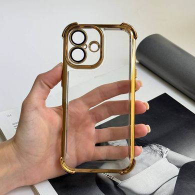 Чохол протиударний прозорий з посиленими кутами та захистом камери для iPhone 16 Gold