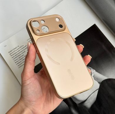 Чохол імітація скла матовий в Style 17 з MagSafe для iPhone 14 Gold