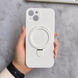 Силиконовый чехол с микрофиброй и кольцом подставкой для iPhone 14 White