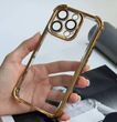 Чохол протиударний прозорий з посиленими кутами та захистом камери для iPhone 16 Pro Gold