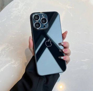 Стеклянный глянцевый чехол из лого Metal lens для iPhone 14 Pro Max Black