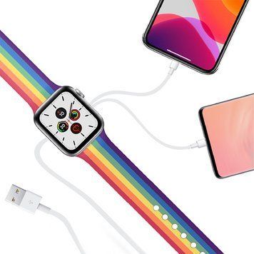 Зарядный Кабель для Apple Watch и iPhone Magnetic with Lightning Charging Cable 3 в 1 для Apple White