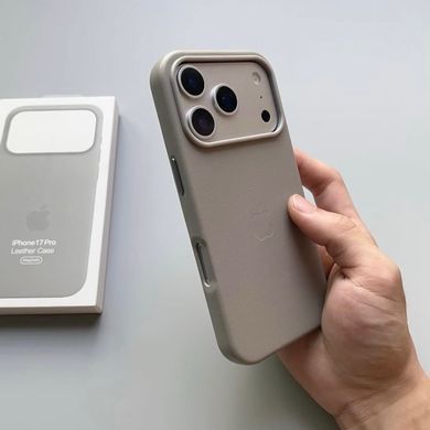 Чохол шкіряний Leather case with MagSafe анімація для iPhone 16 Pro Max Stone