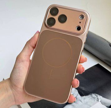 Чохол імітація скла матовий в стилі 17 з MagSafe для iPhone 17 Pro Max Rose Gold