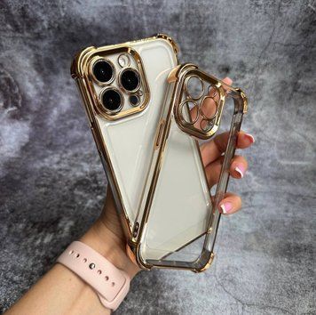 Чохол протиударний прозорий з посиленими кутами та захистом камери для iPhone 17 Gold