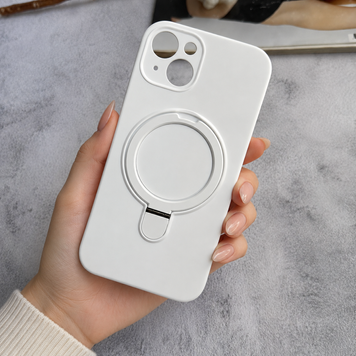 Силіконовий чохол з MagSafe та підставкою для iPhone 15 White