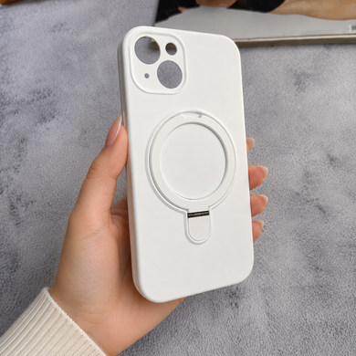 Силиконовый чехол с MagSafe и подставкой для iPhone 15 White