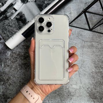 Чохол силікон ударостійкий з карманом для карток для iPhone 12 Pro Прозорий