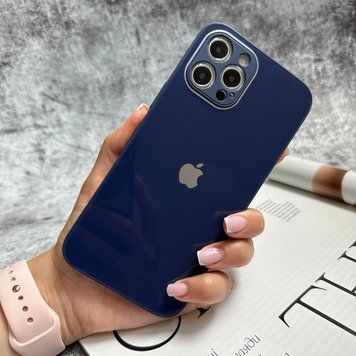 Чохол скляний з захистом камери для iPhone 12 mini Navy blue