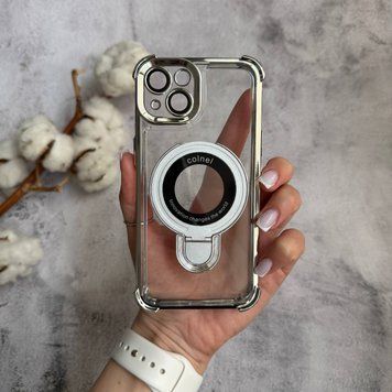 Чохол силіконовий ударостійкий з Magsafe і підставкою для iPhone 13 Silver