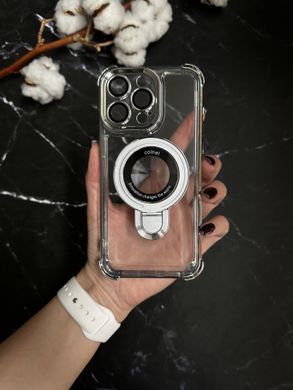 Чехол силиконовый ударопрочный с Magsafe и подставкой для iPhone 13 Pro Silver