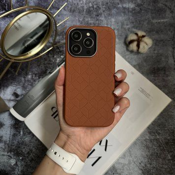 Чехол кожаный Luxury leather case с магнитом MagSafe для iPhone 15 Pro Max Coffee