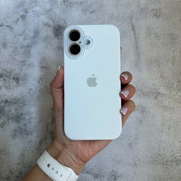Чехол из силикона и покрытием Soft Touch микрофибра для iPhone 16 White