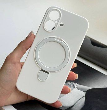 Силиконовый чехол с MagSafe и подставкой для iPhone 16 Plus White