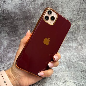 Чехол глянцевый силикон с логотипом для iPhone 11 Rose red