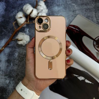 Чехол глянцевый силикон с Magsafe для iPhone 15 Pink Sand