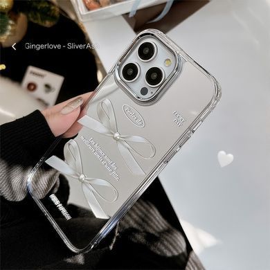Чехол зеркальный силиконовый с бантом Bow Case для iPhone 11 Silver
