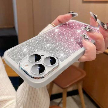 Чехол противоударный с блестками Bling для iPhone 13 Pro Max White