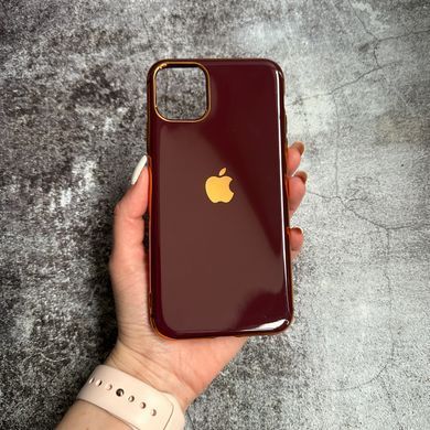 Чехол глянцевый силикон с логотипом для iPhone 11 Pro Rose red