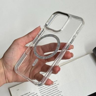 Чехол прозрачный силиконовый с блестками и MagSafe. для iPhone 16 Pro Max Прозорий