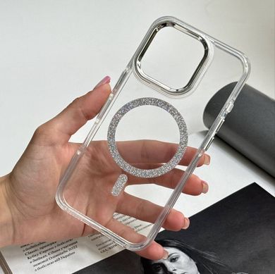 Чехол прозрачный силиконовый с блестками и MagSafe. для iPhone 16 Pro Max Прозорий