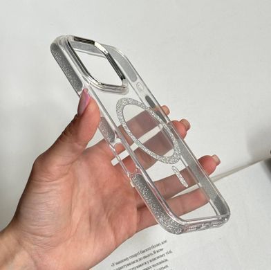Чехол прозрачный силиконовый с блестками и MagSafe. для iPhone 16 Pro Max Прозорий