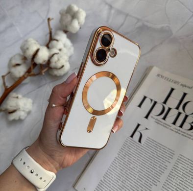 Чехол глянцевый силикон с Magsafe для iPhone 16 Plus White