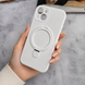 Силиконовый чехол с микрофиброй и кольцом подставкой для iPhone 14 Plus White
