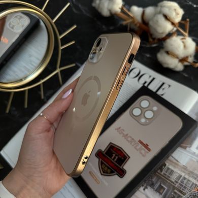 Чехол стеклянный с матовым ободком и магнитом Titanium Lux MagSafe для iPhone 11 Gold