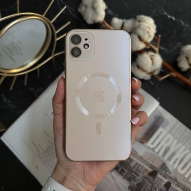 Чехол стеклянный с матовым ободком и магнитом Titanium Lux MagSafe для iPhone 11 Gold