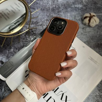 Чехол кожаный Luxury leather case с магнитом MagSafe для iPhone 15 Plus Coffee