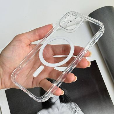 Чехол прозрачный силиконовый с защитой камеры и MagSafe для iPhone 14 Прозорий