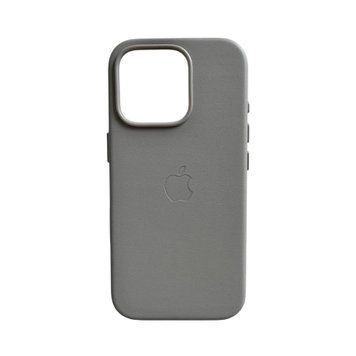 Чехол кожаный Leather case with MagSafe анимация для iPhone 16 Pro Stone