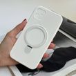 Силиконовый чехол с микрофиброй и кольцом подставкой для iPhone 11 White