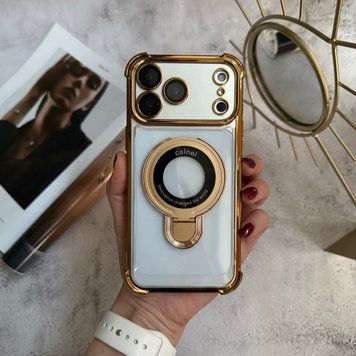 Чохол силіконовий ударостійкий з Magsafe і підставкою для iPhone 17 Pro Gold