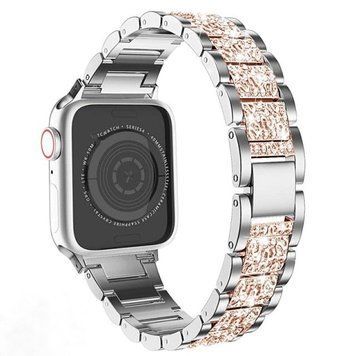 Металлический ремешок Diamond Metal Band для Apple Watch 38|40|41|42 (10 series) mm Silver+Gold