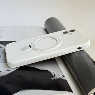 Силиконовый чехол с микрофиброй и кольцом подставкой для iPhone 11 White