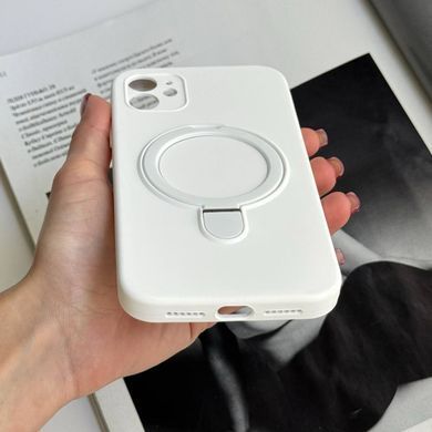 Силиконовый чехол с микрофиброй и кольцом подставкой для iPhone 11 White