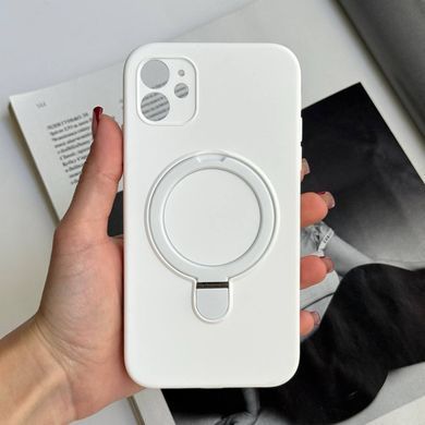Силиконовый чехол с микрофиброй и кольцом подставкой для iPhone 11 White